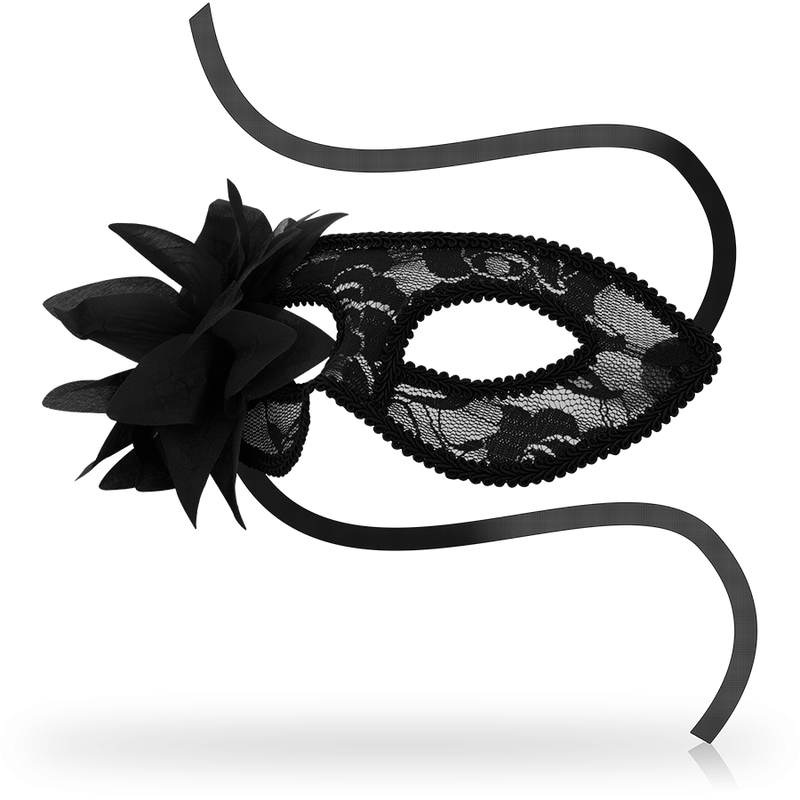 Ohmama — Masque vénitien Flower en dentelle, coloris noir