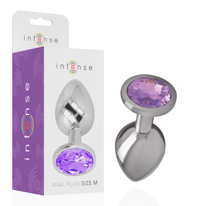 Plug anal métal Intense à cristal violet, taille m — 8 cm
