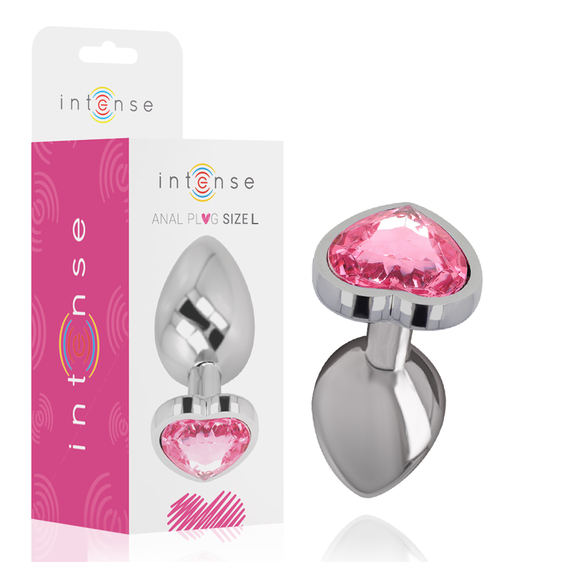 Intense plug anal metal, l (9 cm) — cœur rose