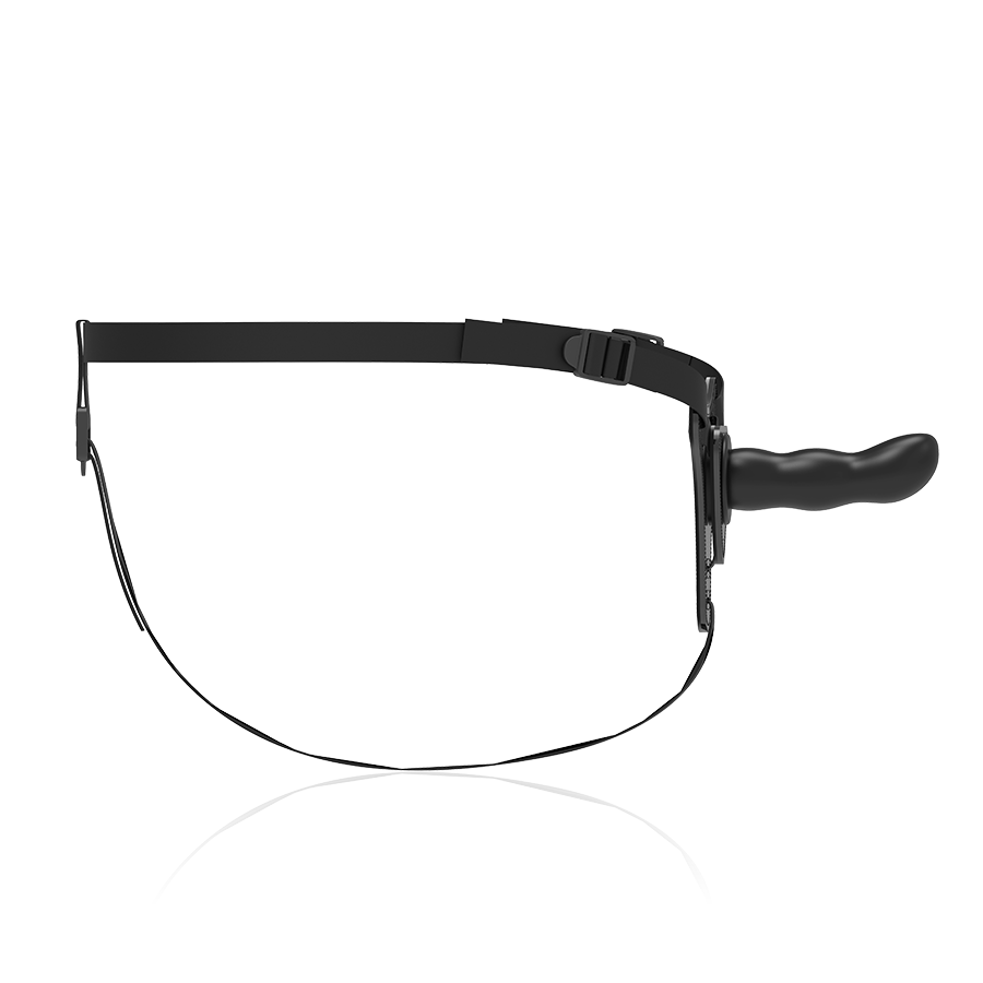 Fetish Submissive — Harnais réglable avec gode 16 cm, coloris noir