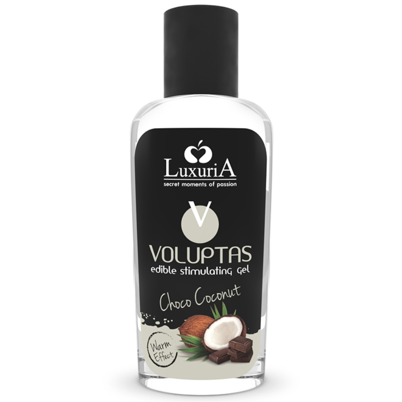 Gel de massage chauffant LuxuriA Voluptas, saveur chocolat et noix de coco, flacon de 100 ml
