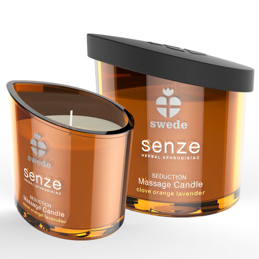 Bougie de massage Swede Senze Seduction, girofle, orange, lavande, pot de 50 ml