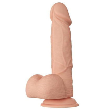Gode réaliste à testicules Baile Bahamut 21,8 cm, de trois quarts, ventouse au sol