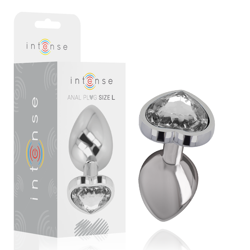 Intense — Plug anal Metal Aluminum Heart, coloris blanc, taille L — inclus dans le kit Bruce