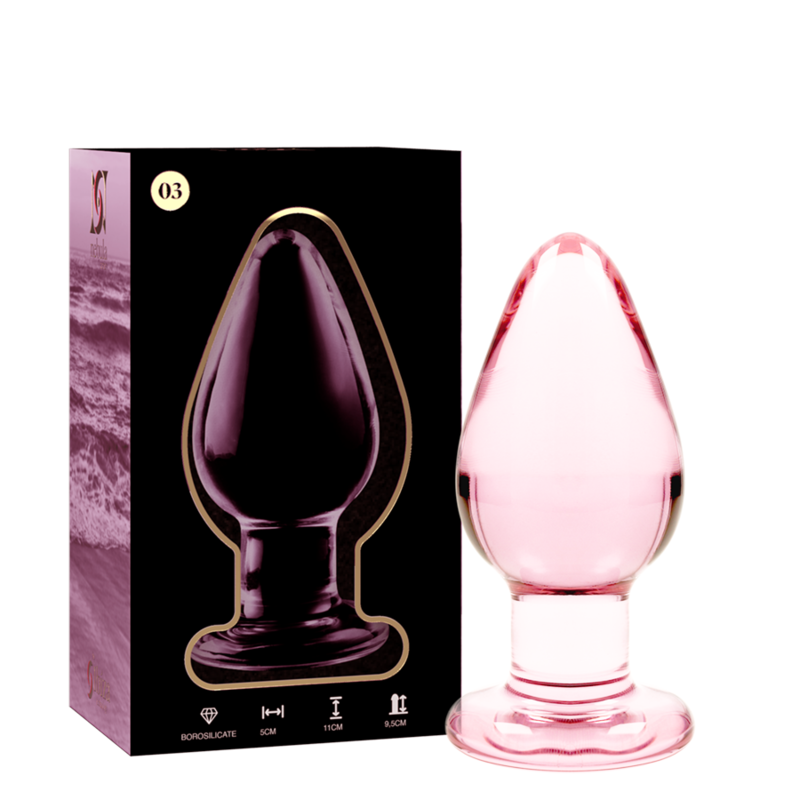 Nebula plug anal en verre borosilicate, n° 3 — 11 cm, bulbe arrondi, rose