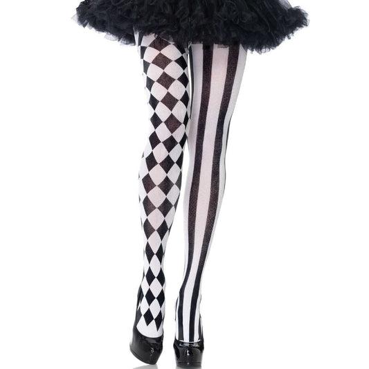 Leg Avenue — Collant Black/White Harlequin, coloris noir et blanc