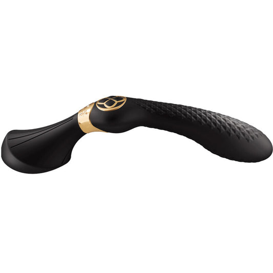 Masseur intime Shunga Zoa, coloris noir, posé à plat