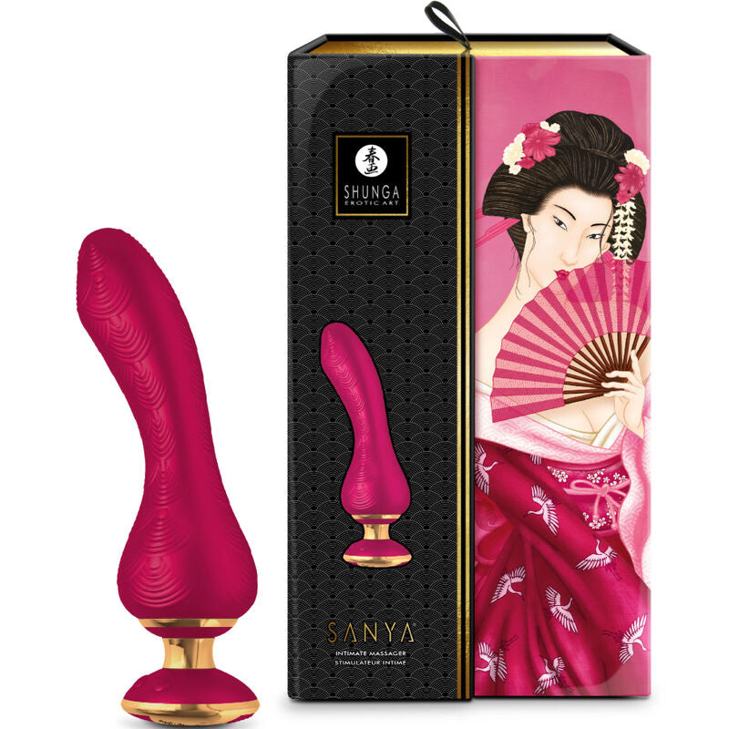 Masseur intime Shunga Sanya, coloris fuchsia, avec sa boîte Shunga