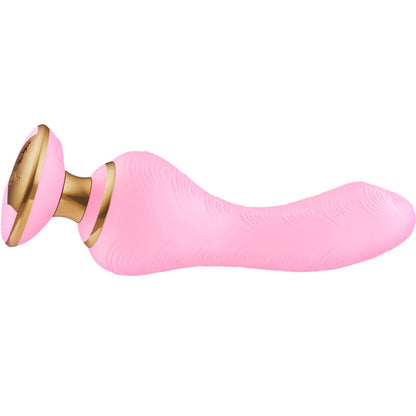 Masseur intime Shunga Sanya, coloris rose, posé à plat