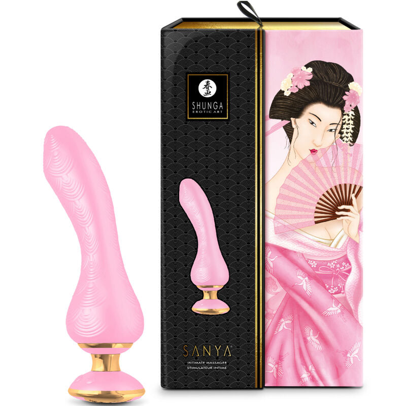 Masseur intime Shunga Sanya, coloris rose, avec sa boîte Shunga