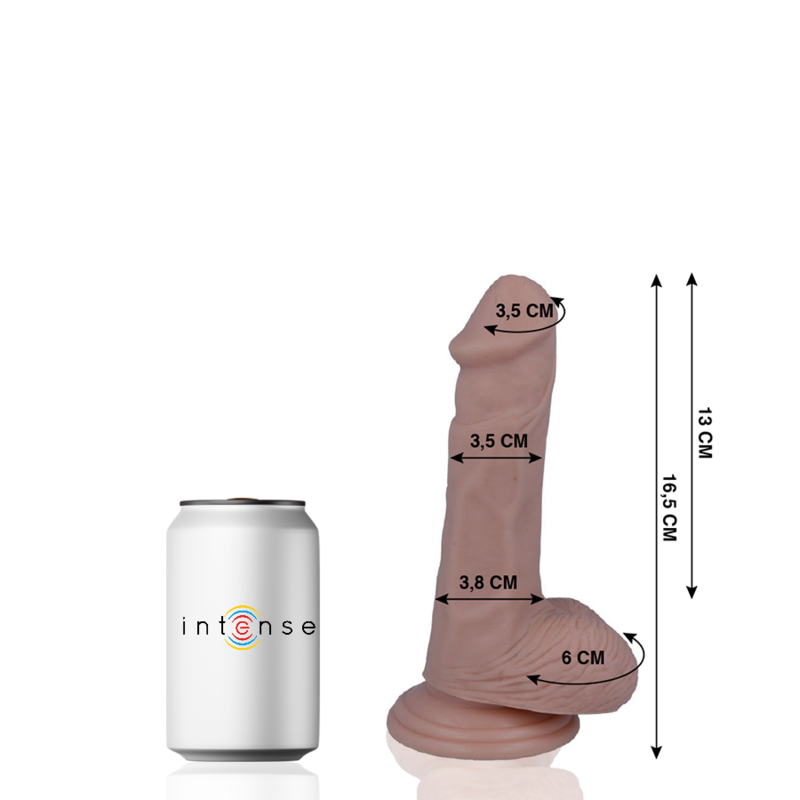 Schéma coté du Mr. Intense Cock -O- n° 5 : 16,5 cm de long, 3,5 cm de diamètre