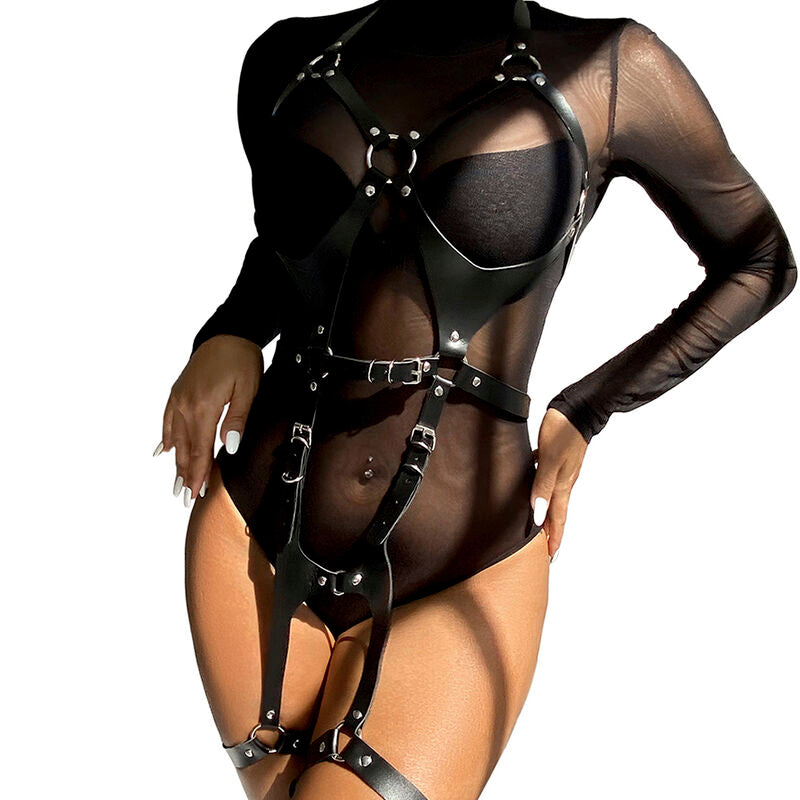 Subblime — Body Full Harness en simili cuir, coloris noir, taille unique