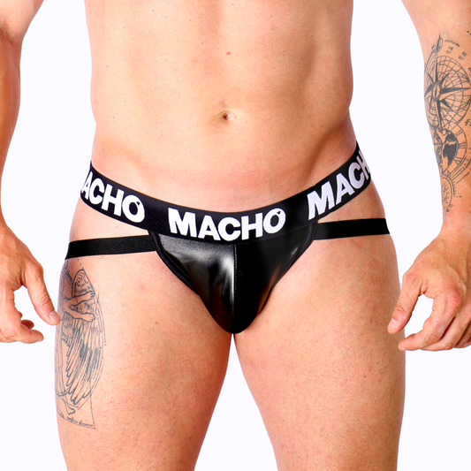 Macho — Tenue Mx25nc Jock en simili cuir, coloris noir