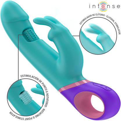 Intense — Vibromasseur rabbit Monica Rotating Stimulator, coloris bleu