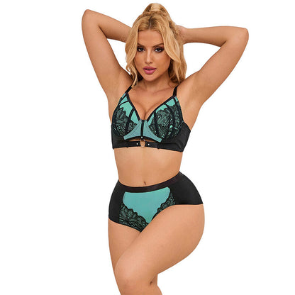 Subblime — Ensemble soutien-gorge Patent Zipper en tulle, coloris vert