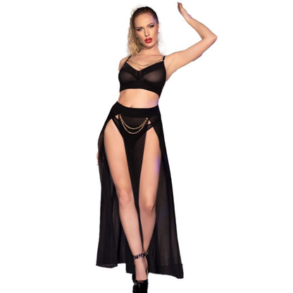 Chilirose — String Top Skirt, coloris noir et doré
