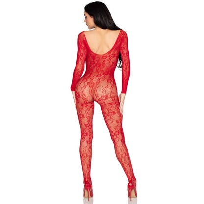 Leg Avenue — Combinaison résille Lingerie en dentelle, coloris rouge, taille unique