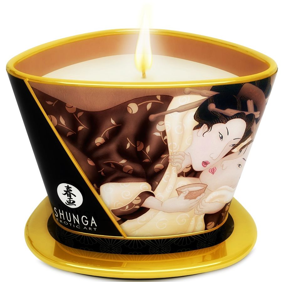 Bougie de massage Shunga, parfum chocolat enivrant, pot de 170 ml