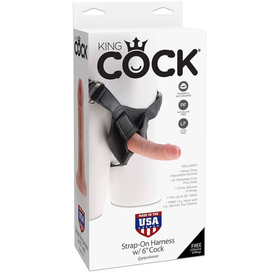 Gode ceinture King Cock Strap-On Harness 15,2 cm, dans sa boîte Strap-On Harness with 6 inch Cock