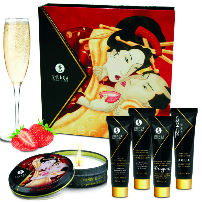 Shunga — Coffret sensuel Geisha's Secrets, fraises & cava
