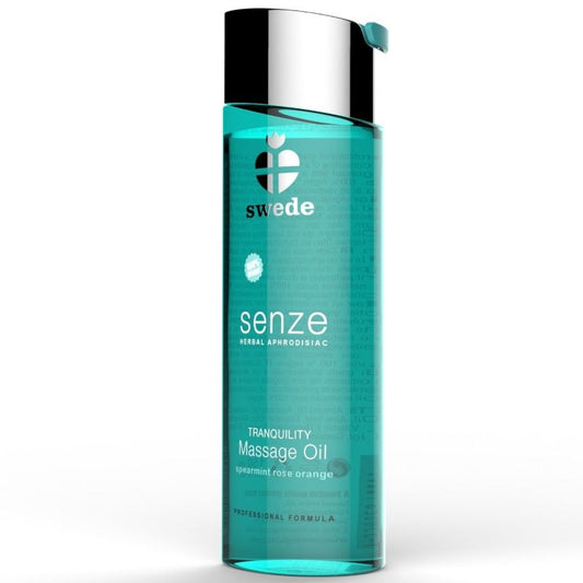 Huile de massage Swede Senze Tranquility, menthe verte, rose, orange, flacon de 150 ml